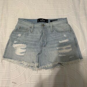 Hollister Light Blue Distressed Denim Shorts